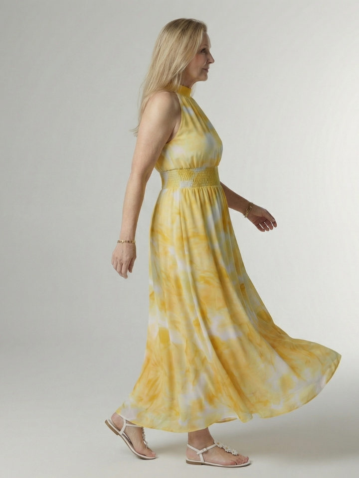Annabel | Gathered Halter Midi Dress