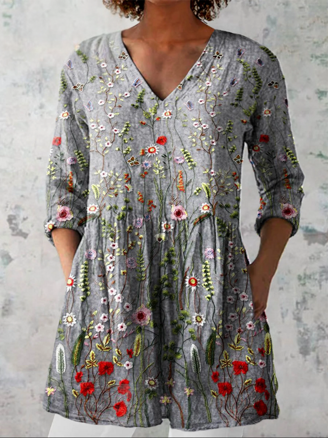 Margaret | Colourful V-Neck Blouse