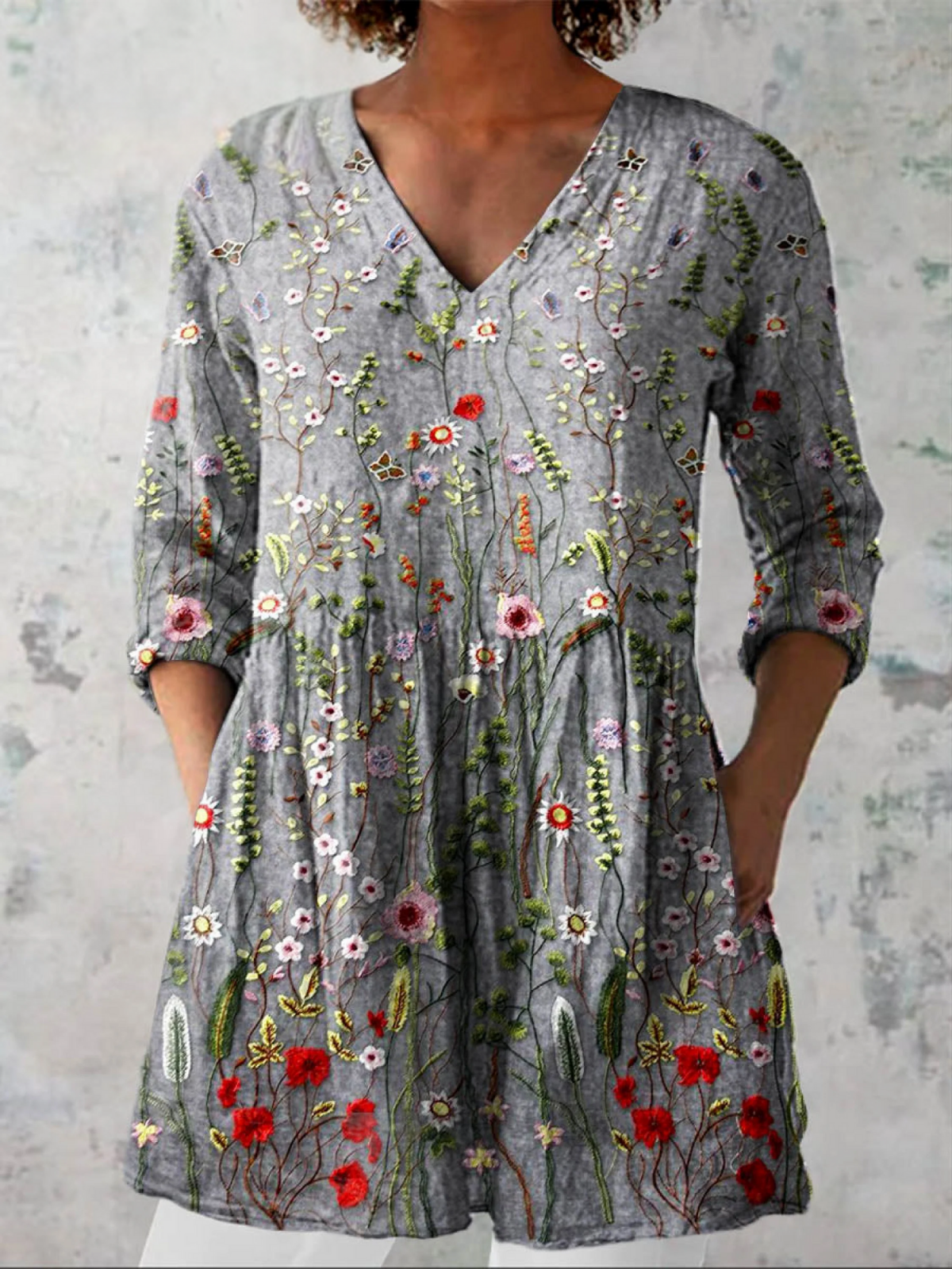 Margaret | Colourful V-Neck Blouse