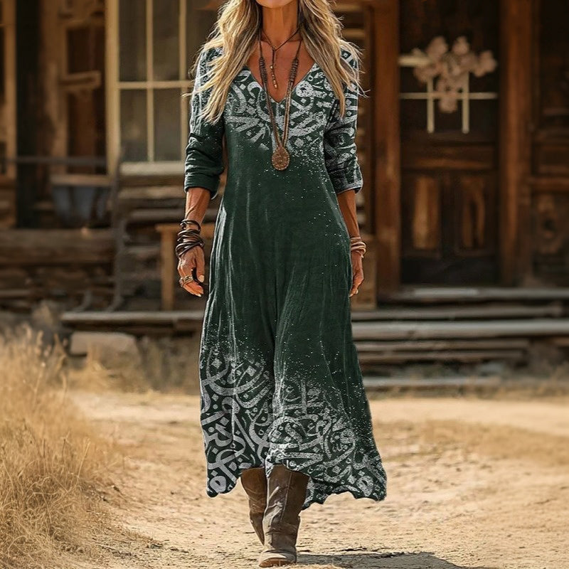 Carina | Forest Ornamental Maxi Dress