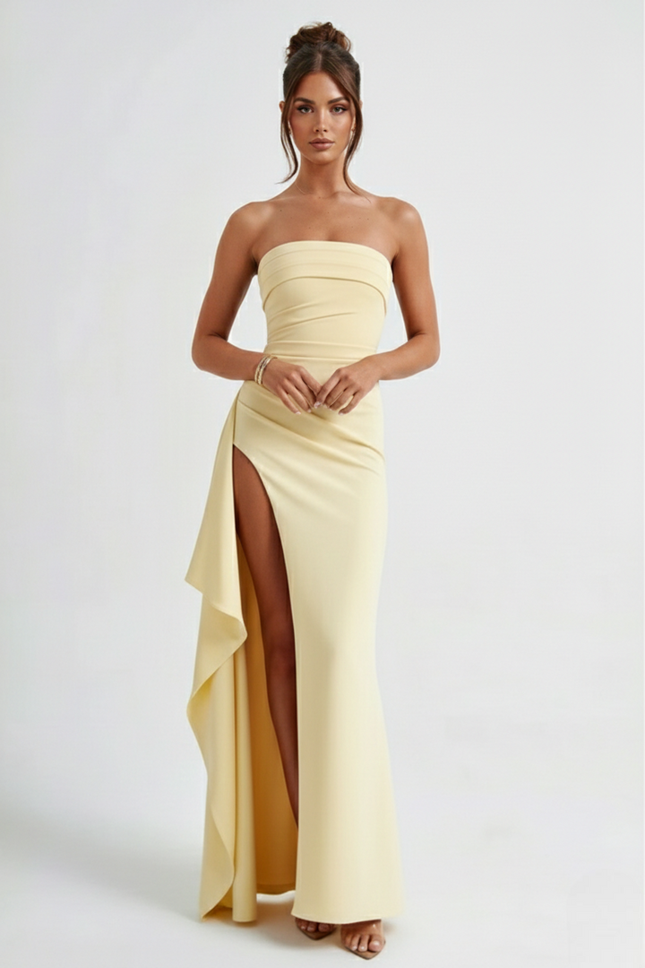 Sarah | Draped Strapless Maxi Dress