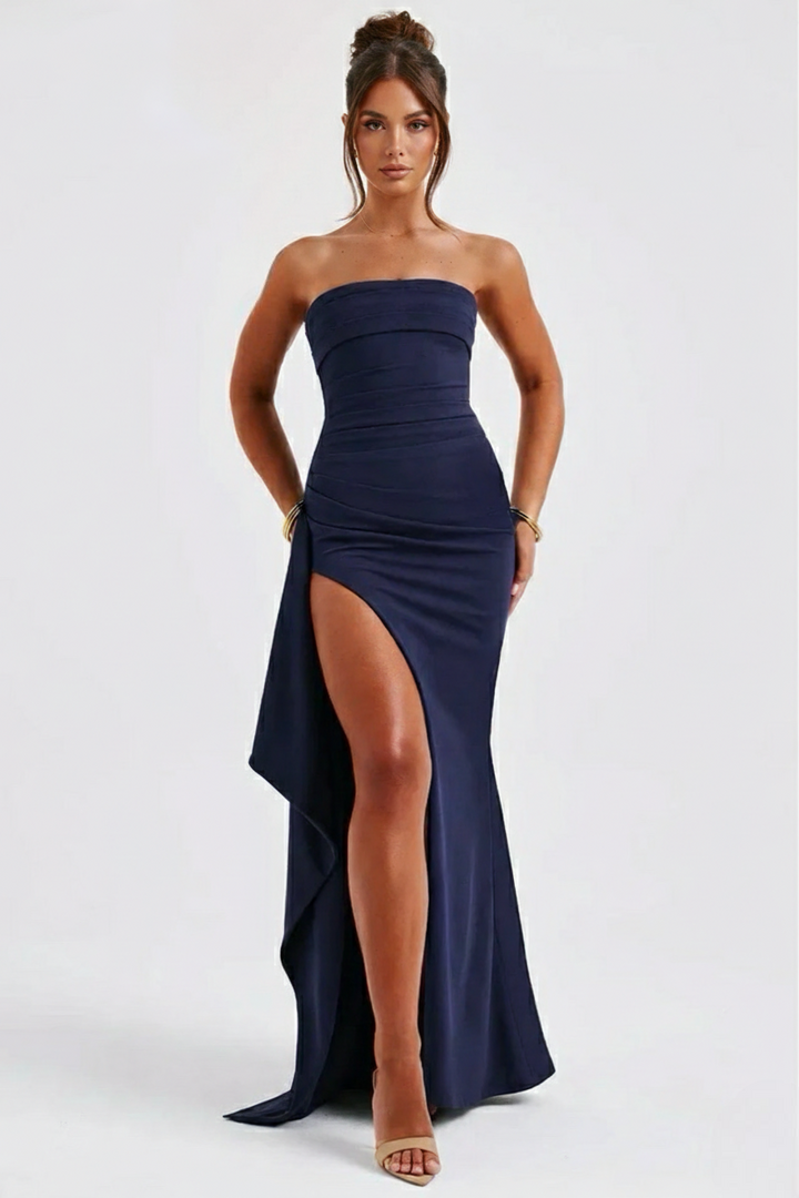 Sarah | Draped Strapless Maxi Dress