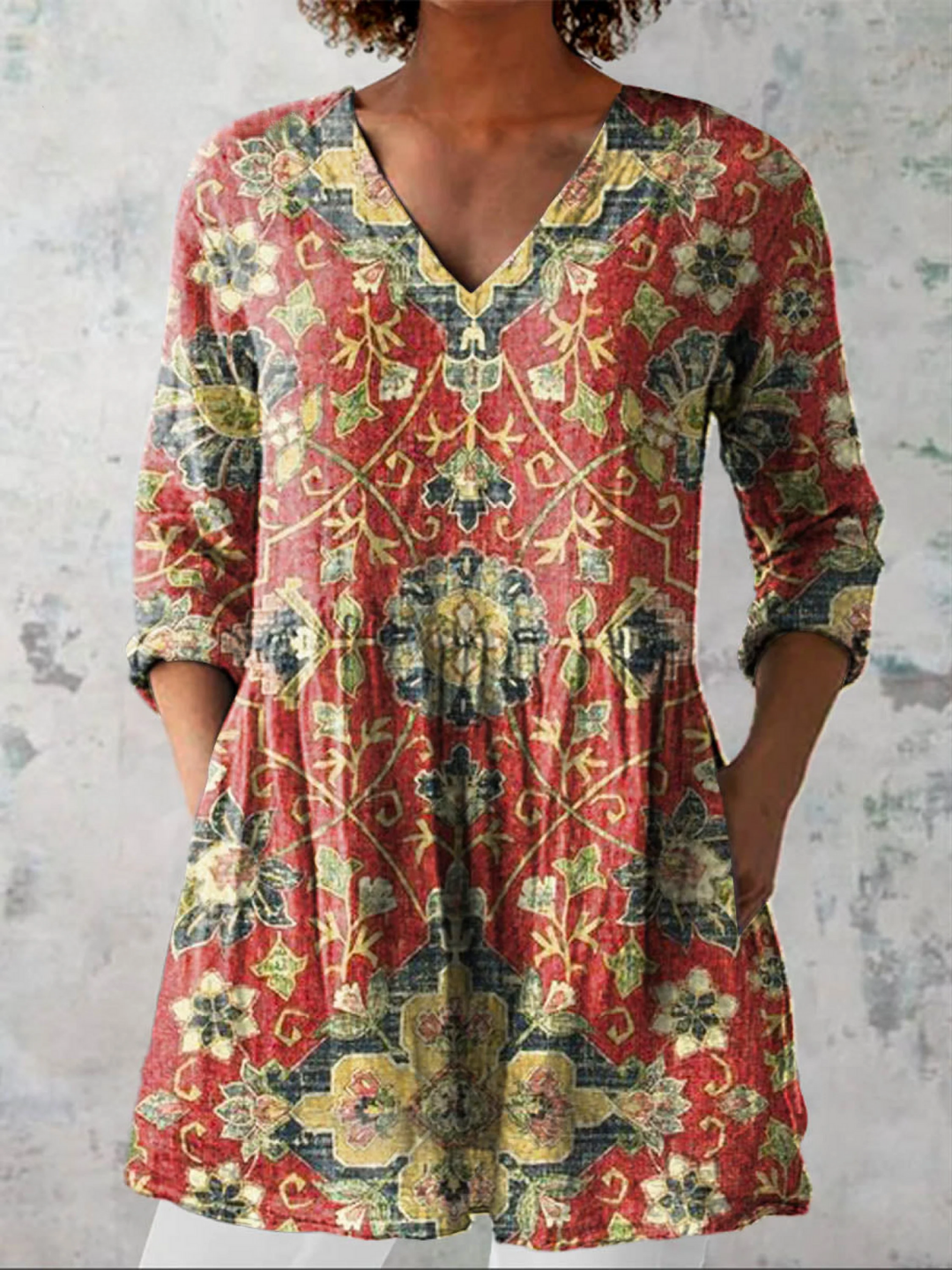 Christine | Printed V-Neck Blouse