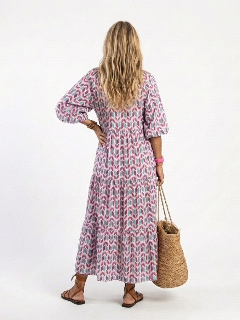 Ivy | Geometric Print Tiered Maxi Dress