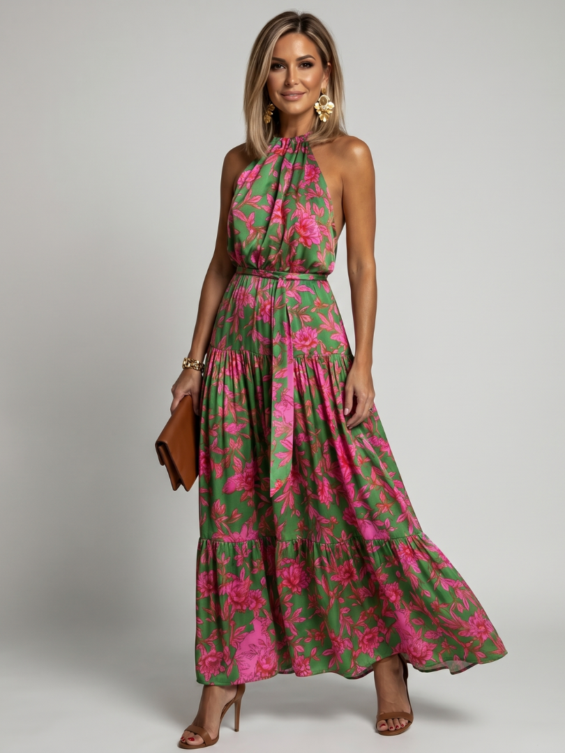 Lucinda | Tiered Halter Midi Dress