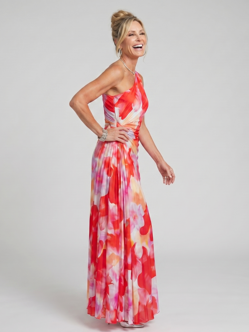 Giselle | One-Shoulder Pleated Midi Dress