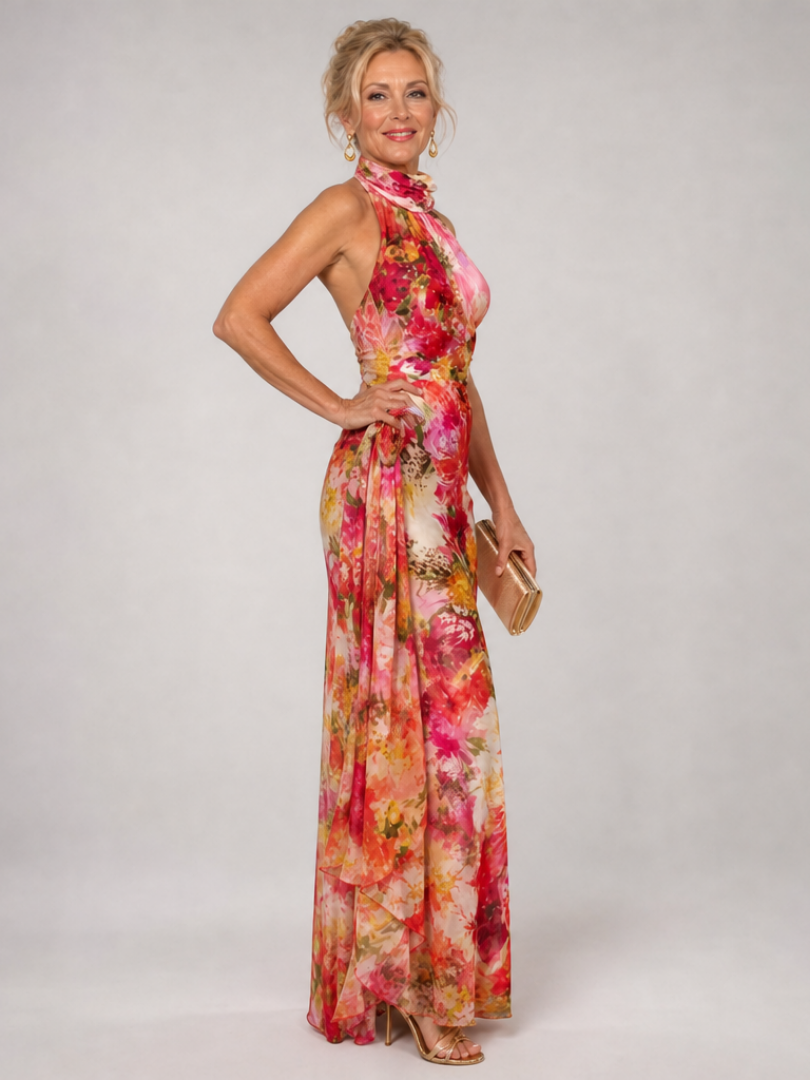 Francesca | Floral Halter Maxi Dress