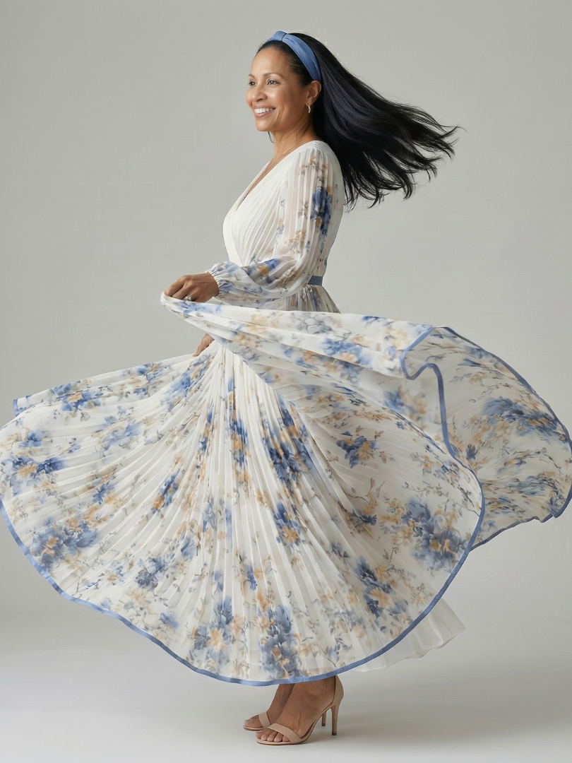 Naomi | Pleated Wrap Midi Dress