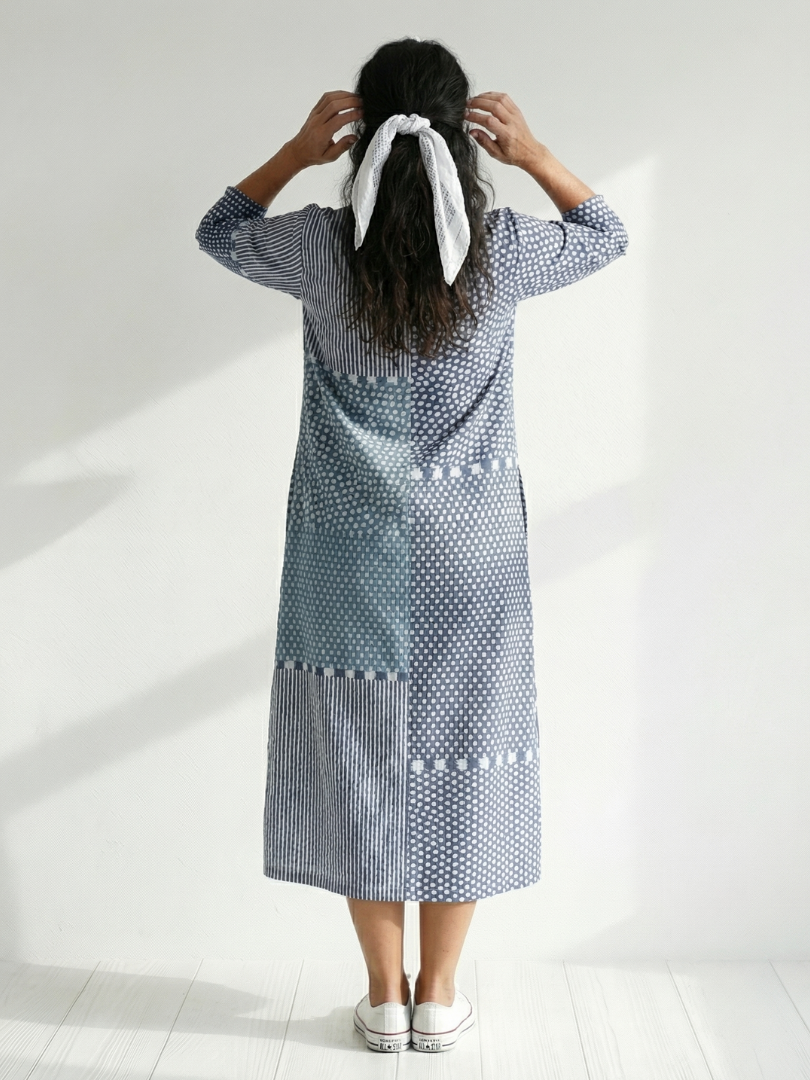 Sylvie | Patchwork V-Neck Midi Dress