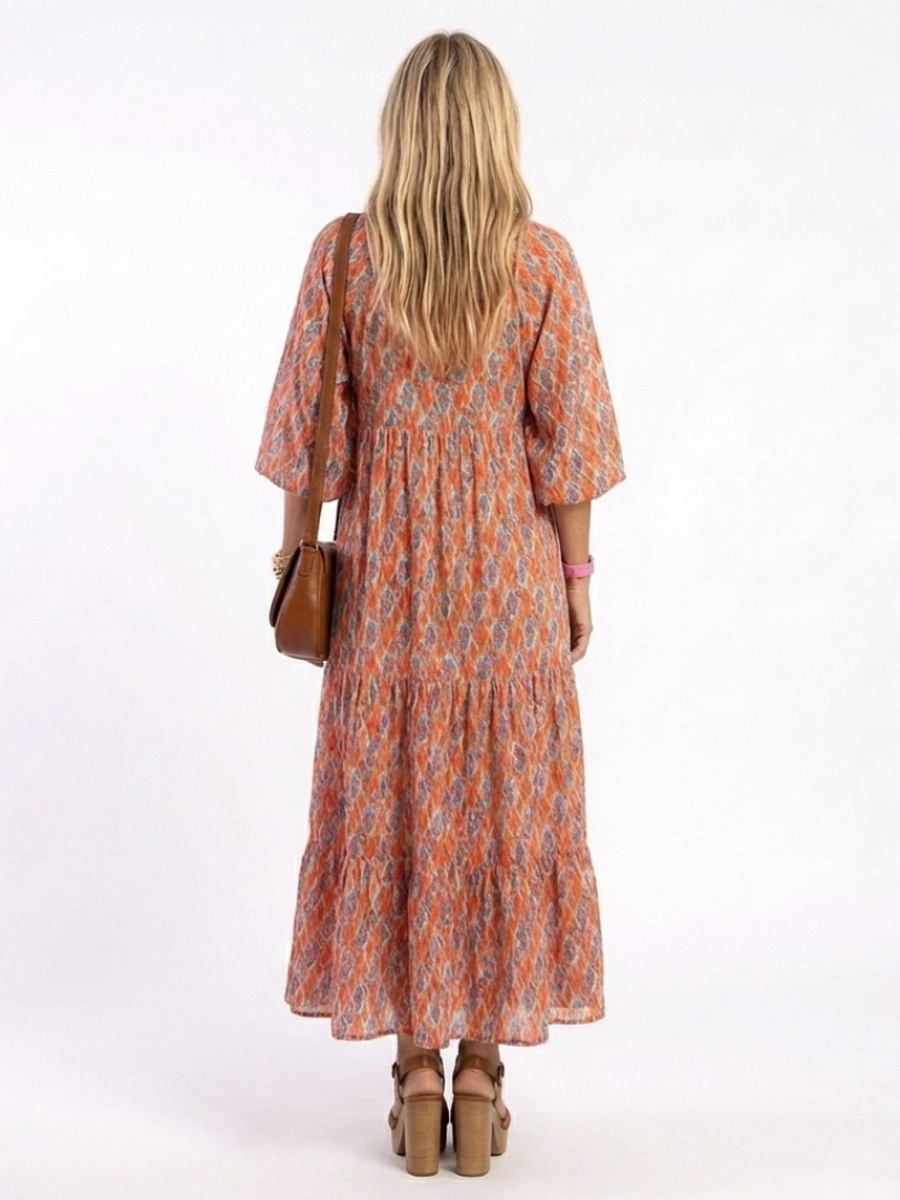 Juliet | Geometric Print Tiered Midi Dress