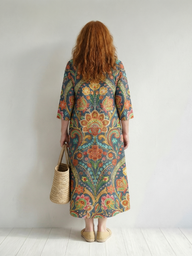 Monique | Garden-Print Midi Dress
