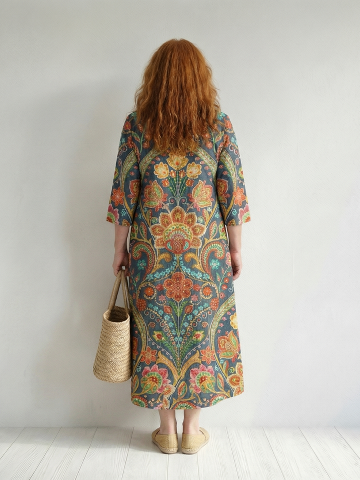 Monique | Garden-Print Midi Dress