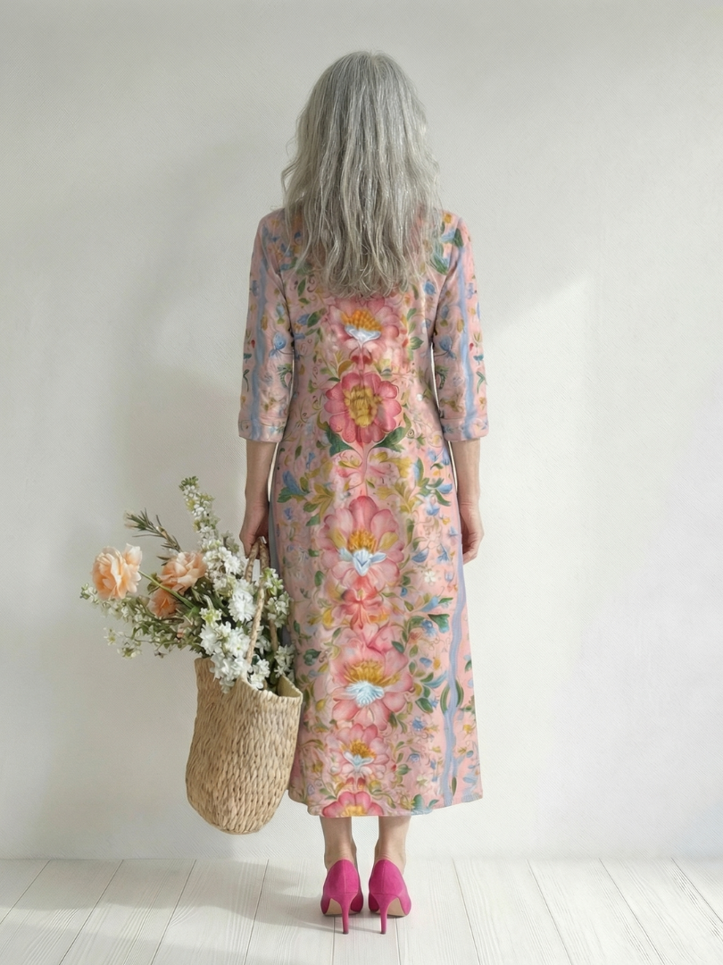 Meredith | Vertical Floral Midi Dress