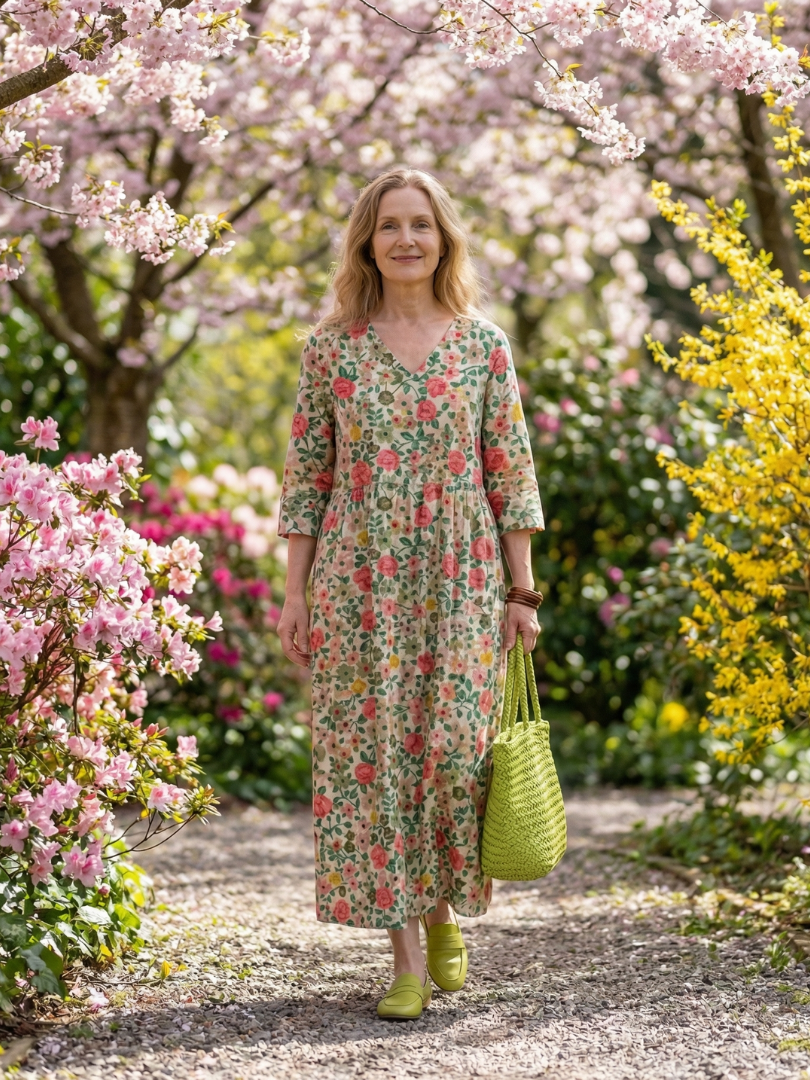 Georgina | Scatter-Flower Midi Dress