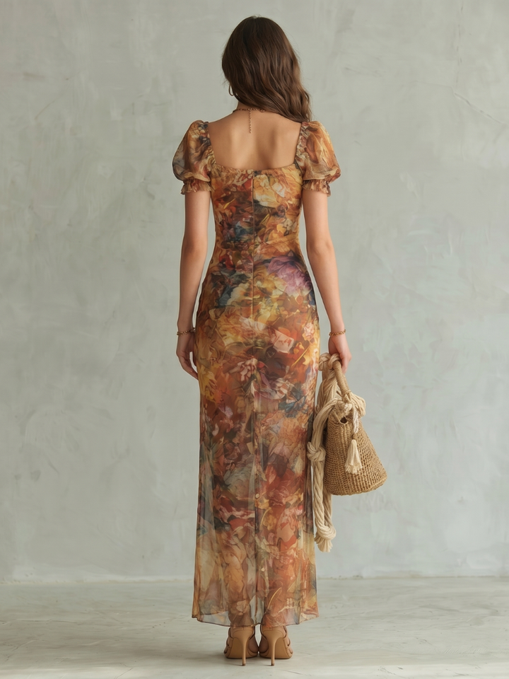 Daphne | Ruched Slit Midi Dress
