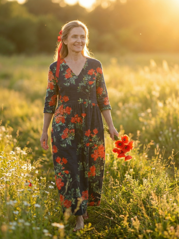 Elodie | Scattered Floral Midi Dress