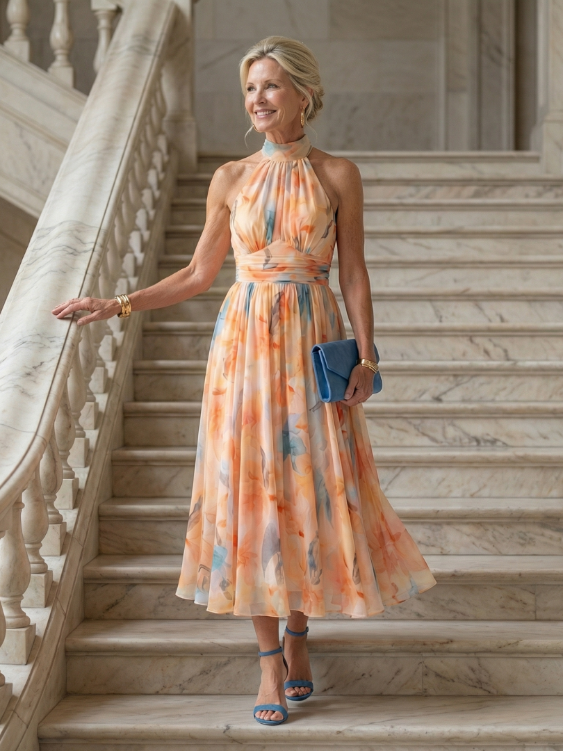 Matilda | Gathered Halter Midi Dress