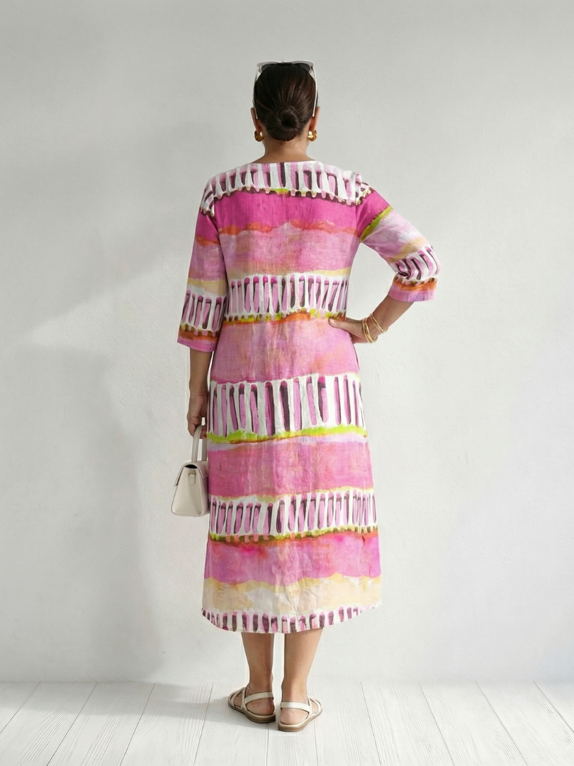 Adele | Patterned-Stripe Midi Dress