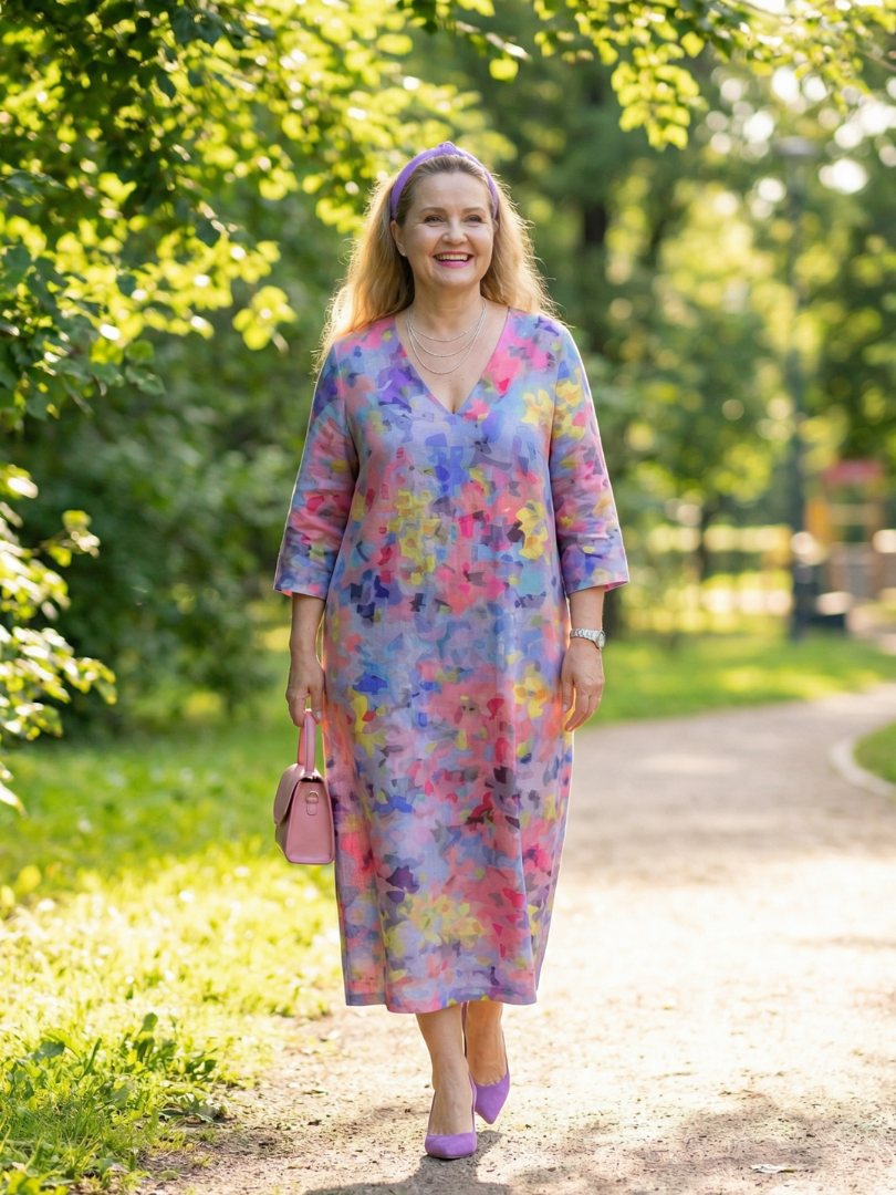 Corinne | Abstract Floral Midi Dress
