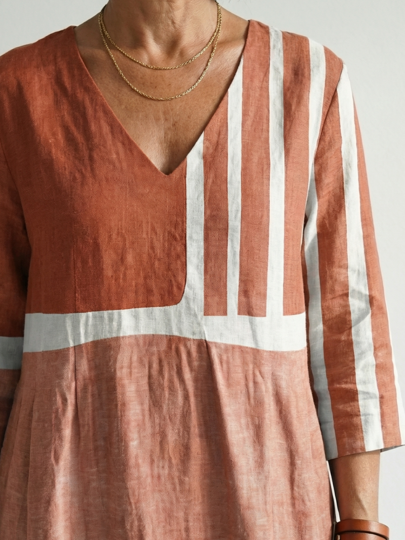 Simone | Relaxed Mixed-Stripe Midi Dress