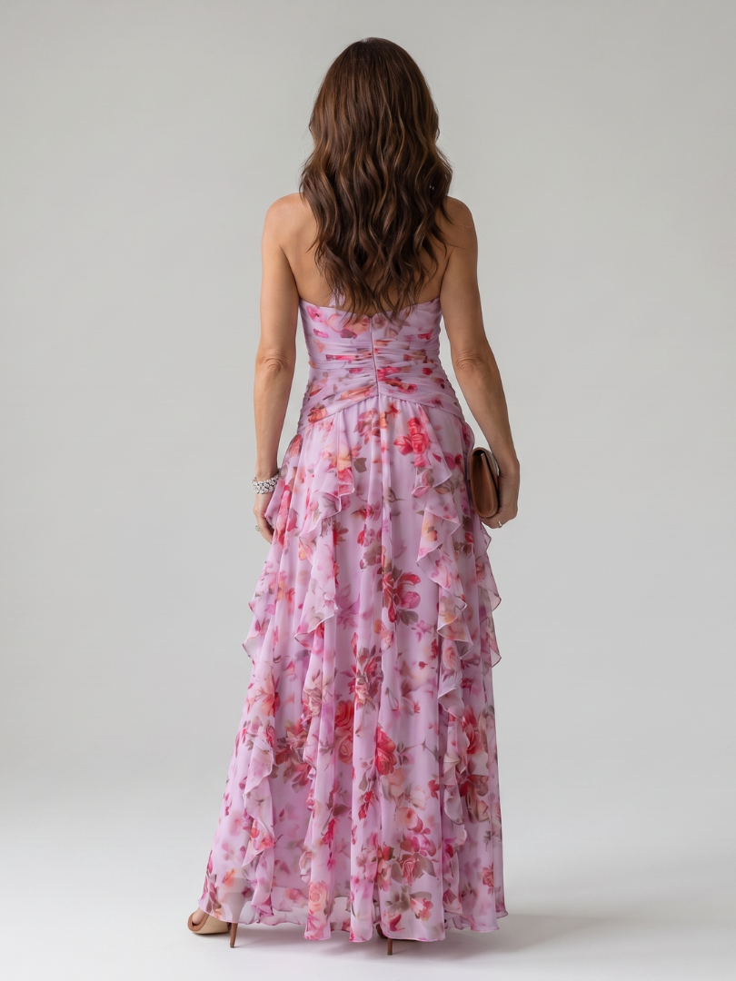 Evangeline | Ruched Floral Maxi Dress