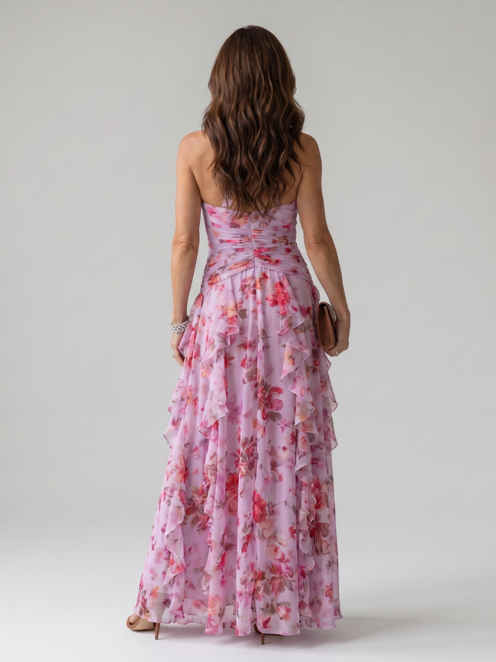 Evangeline | Ruched Floral Maxi Dress
