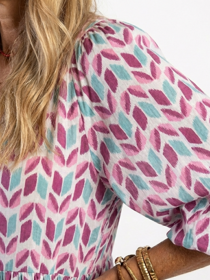 Ivy | Geometric Print Tiered Maxi Dress