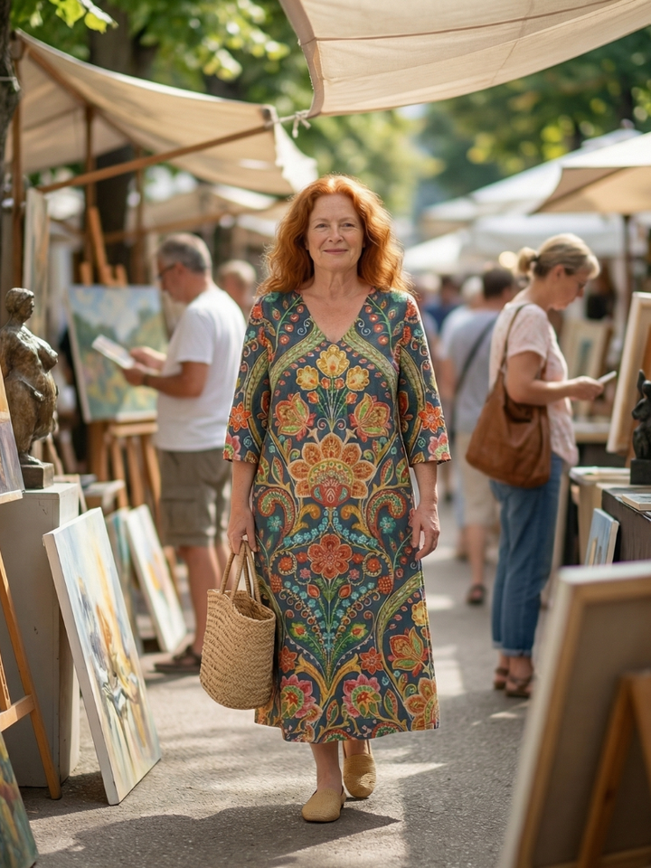 Monique | Garden-Print Midi Dress