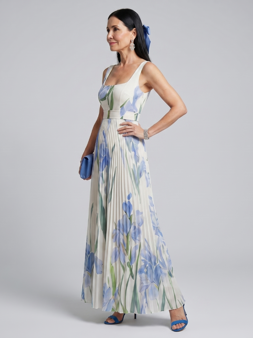 Beatrice | Square-Neck Floral Midi Dress