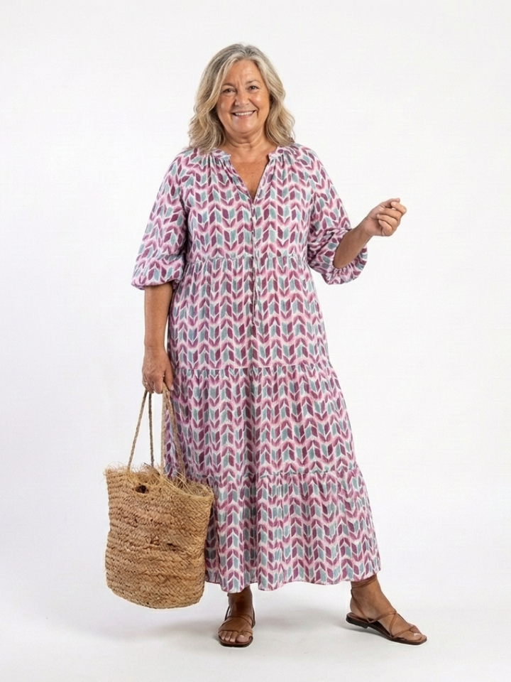 Ivy | Geometric Print Tiered Maxi Dress