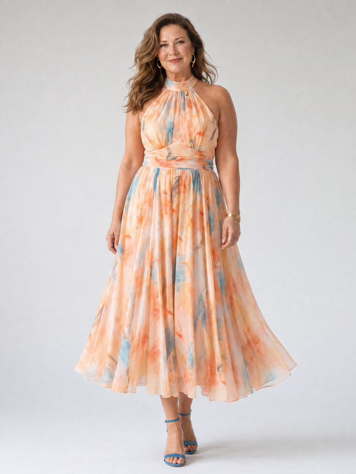 Matilda | Gathered Halter Midi Dress
