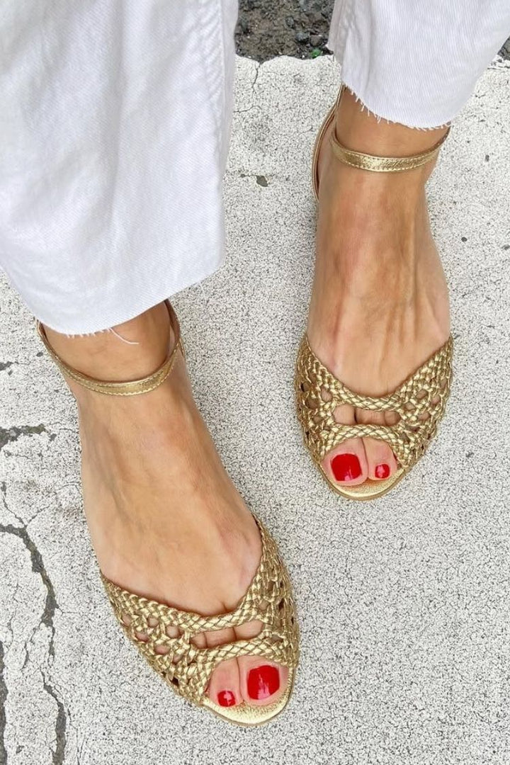 Sophie | Woven Golden Sandals