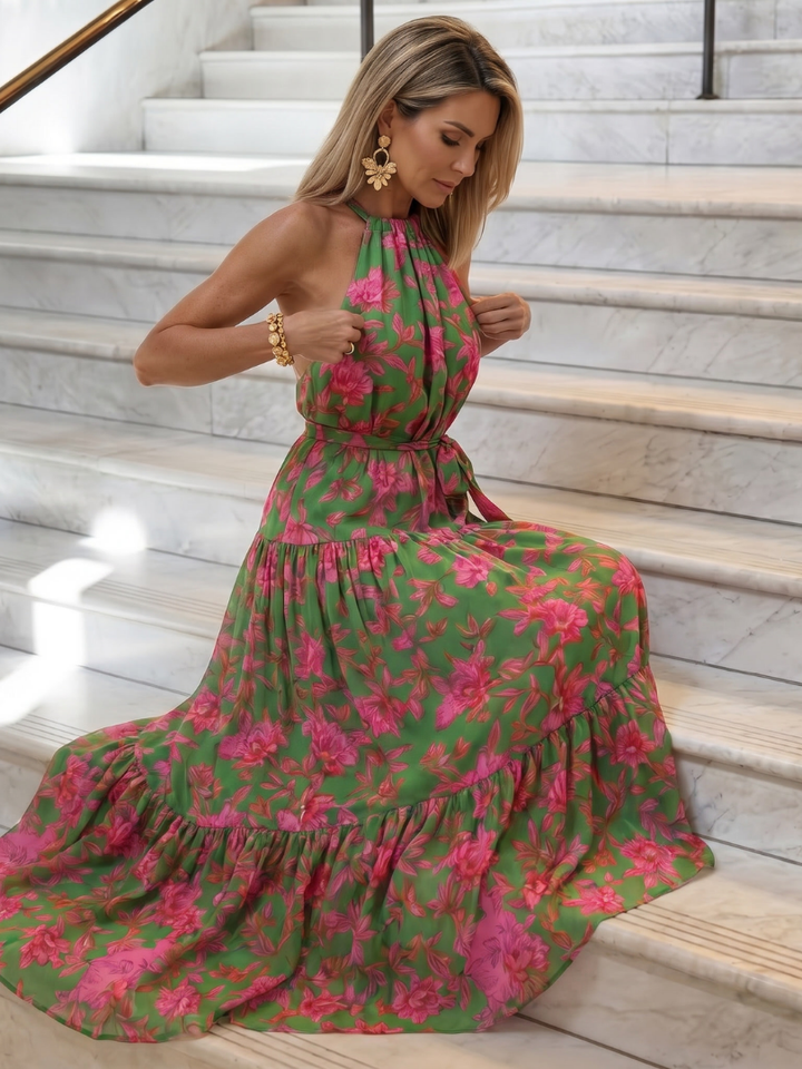 Lucinda | Tiered Halter Midi Dress