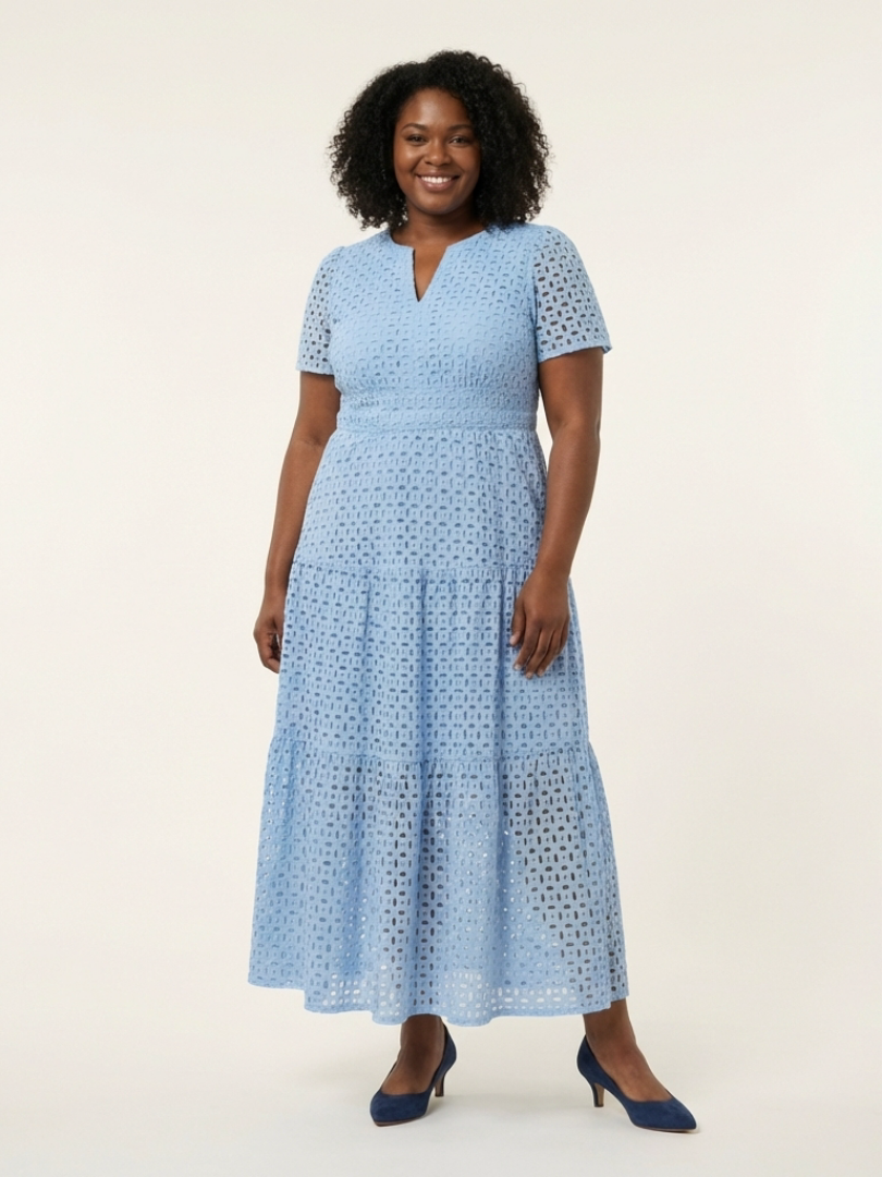 Juliet | V Neck Short Sleeve Tiered Midi Dress