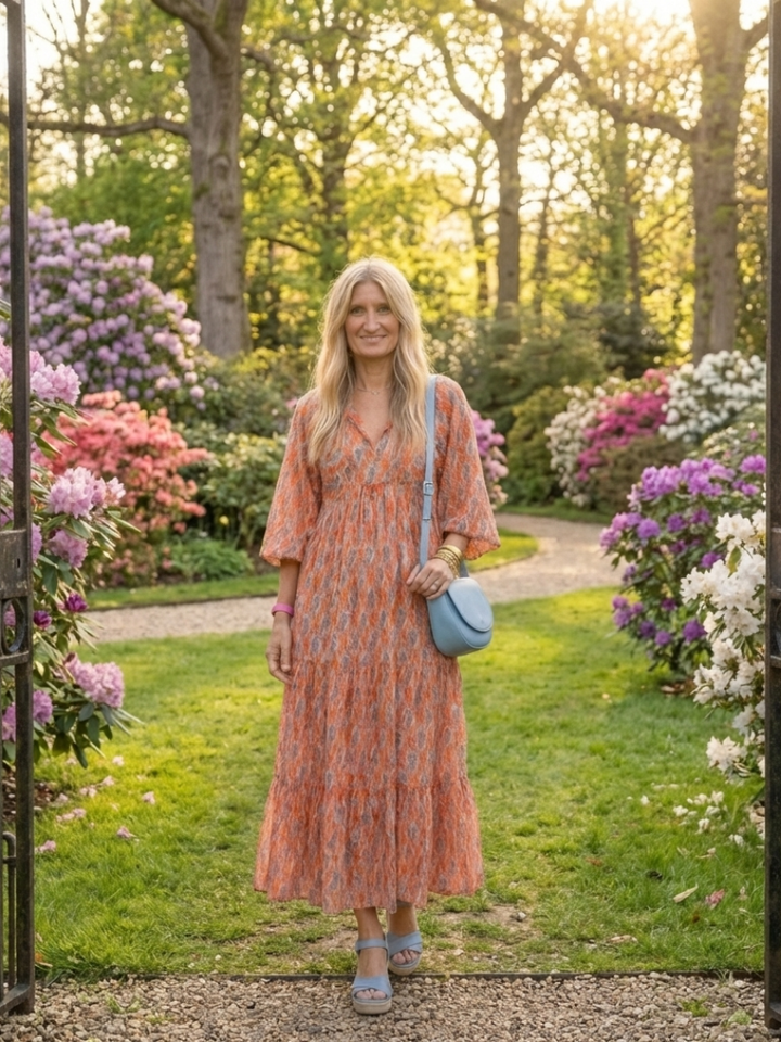Juliet | Geometric Print Tiered Midi Dress
