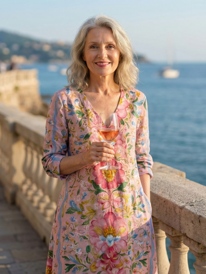 Meredith | Vertical Floral Midi Dress
