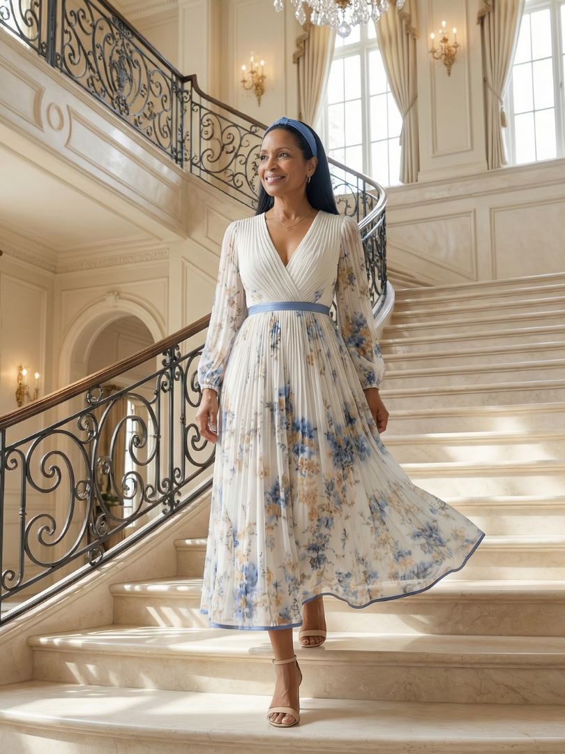 Naomi | Pleated Wrap Midi Dress