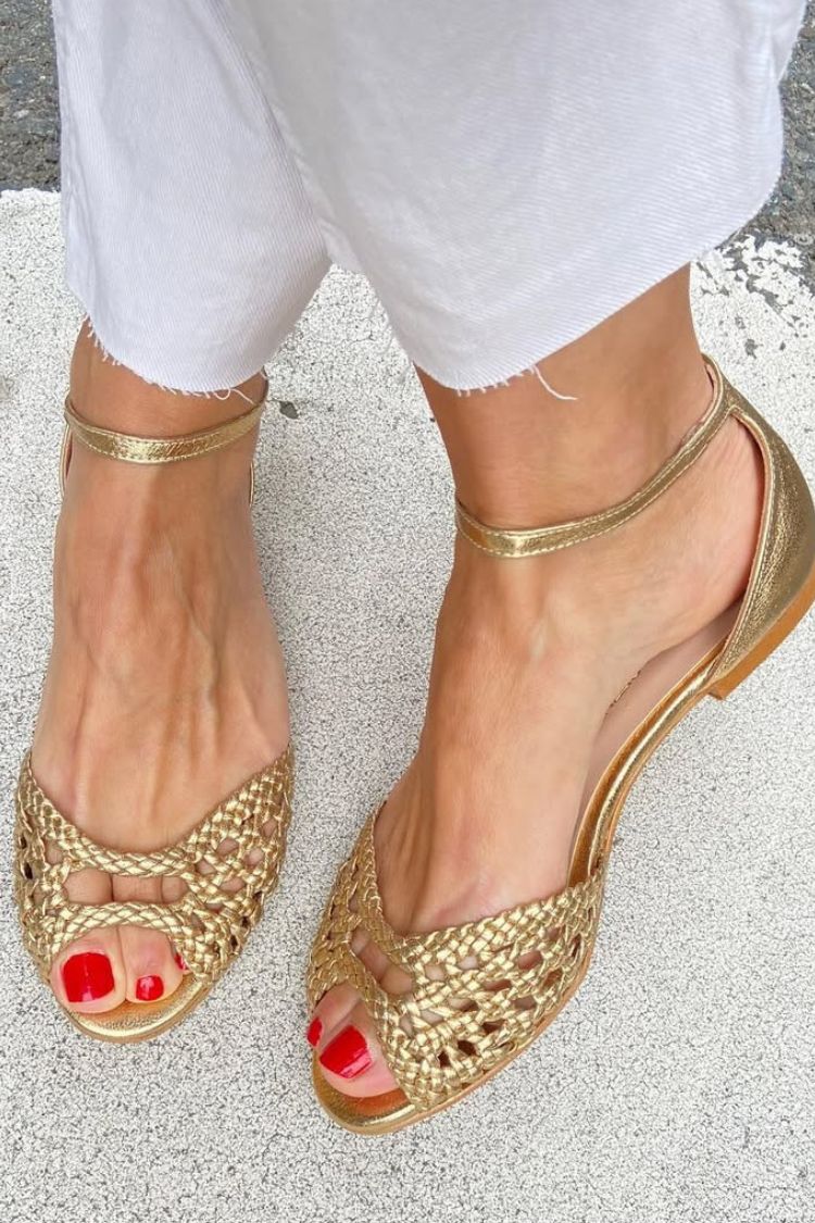 Sophie | Woven Golden Sandals
