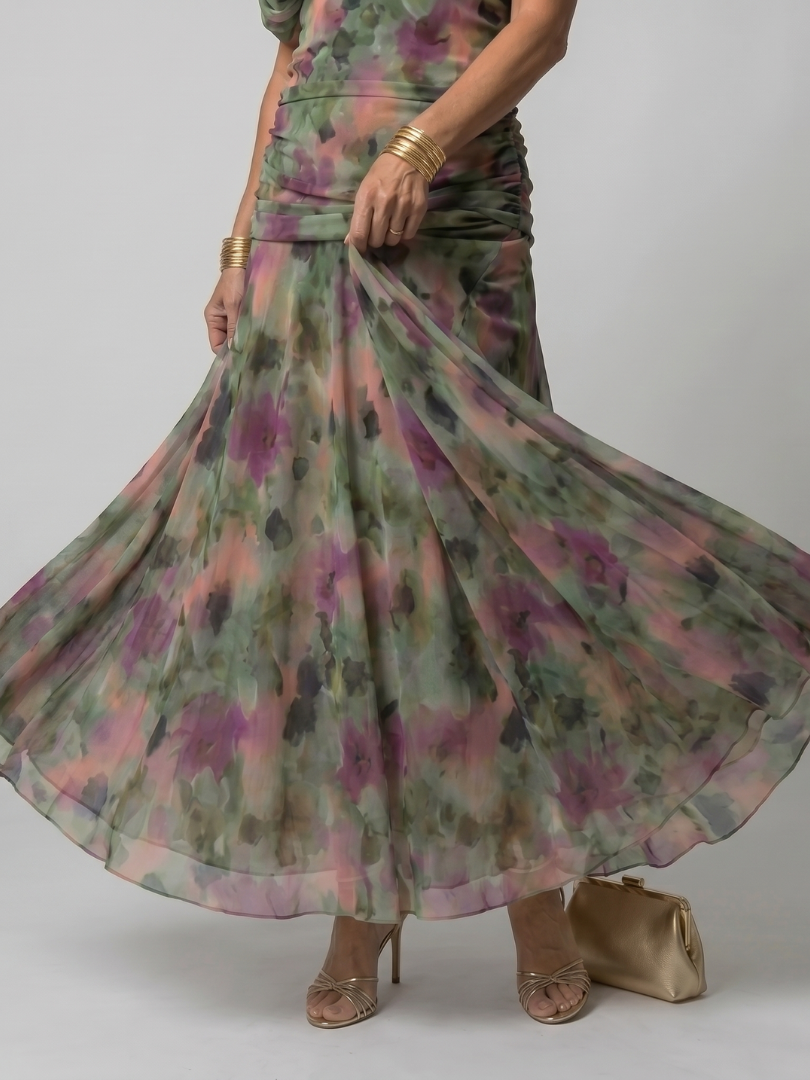 Imogen | Draped Off-Shoulder Midi Dress