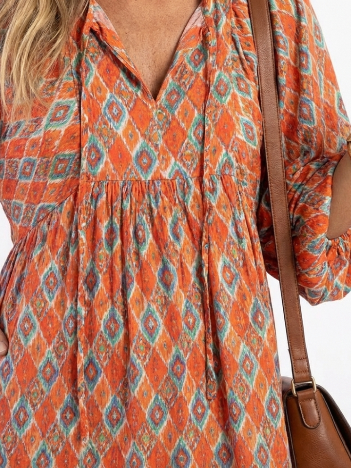 Juliet | Geometric Print Tiered Midi Dress