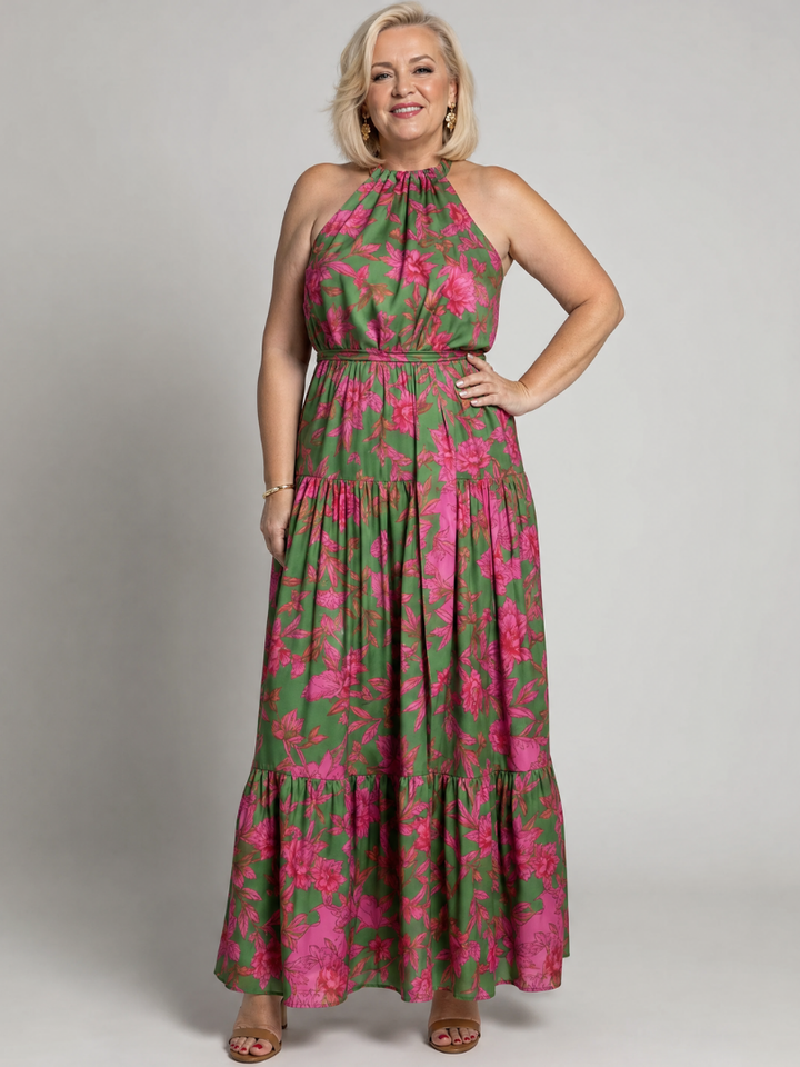 Lucinda | Tiered Halter Midi Dress