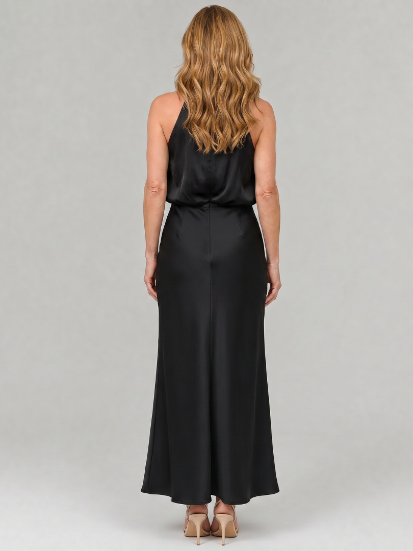 Celeste | Draped-Neck Midi Dress