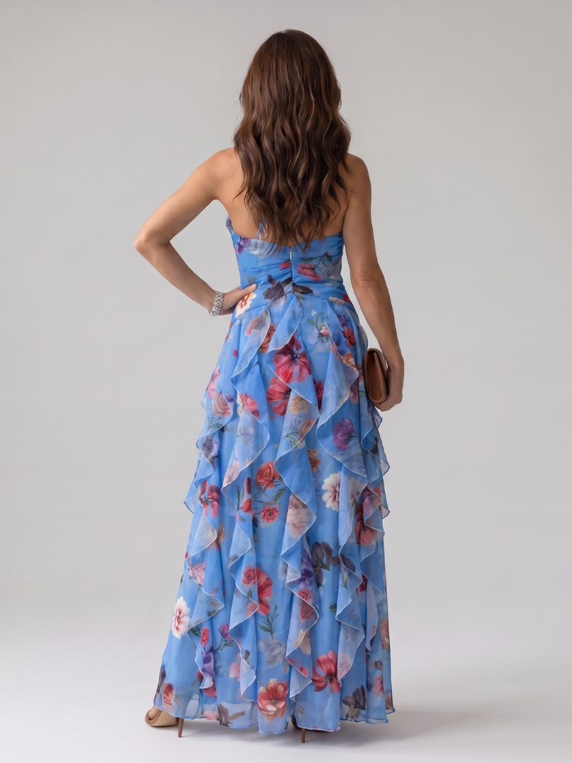 Evangeline | Ruched Floral Maxi Dress