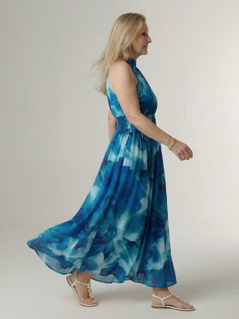 Annabel | Gathered Halter Midi Dress