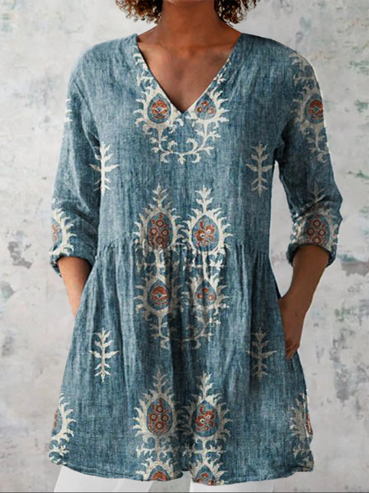Julie | Printed V-Neck Blouse