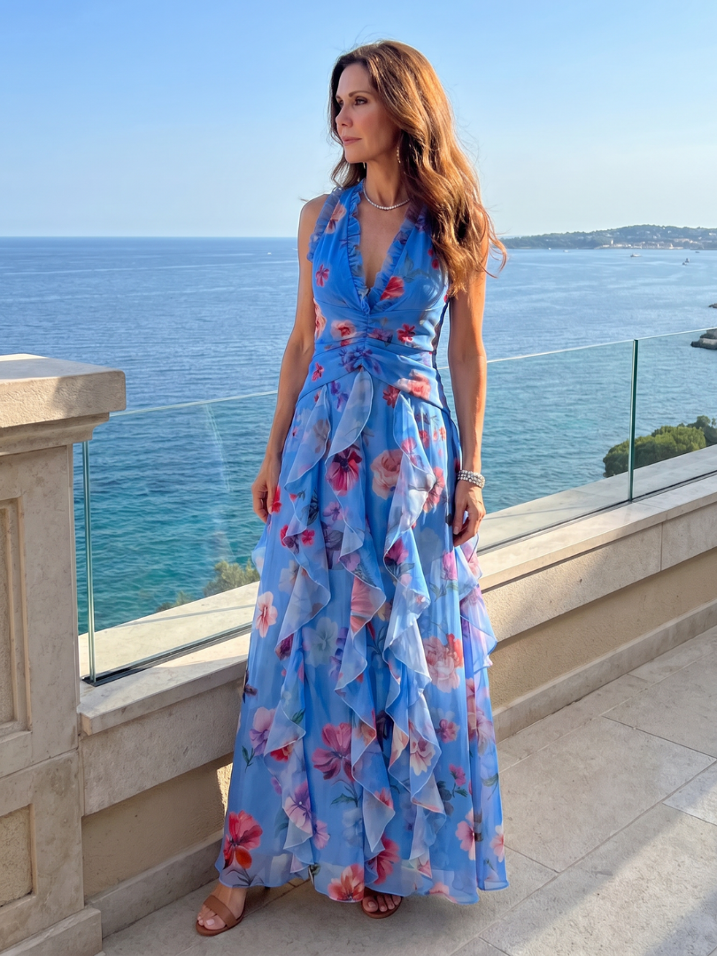 Evangeline | Ruched Floral Maxi Dress