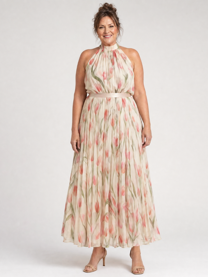 Claudia | Belted Floral Midi Dress