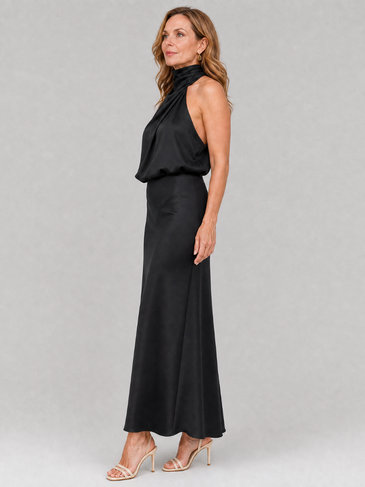 Celeste | Draped-Neck Midi Dress