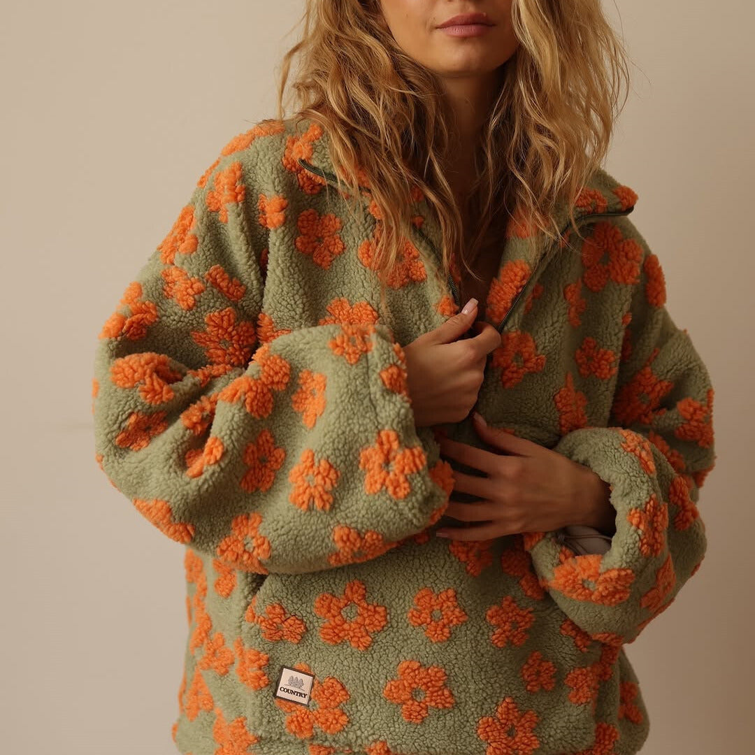Maribel™ – Cosy Floral Half-Zip Fleece