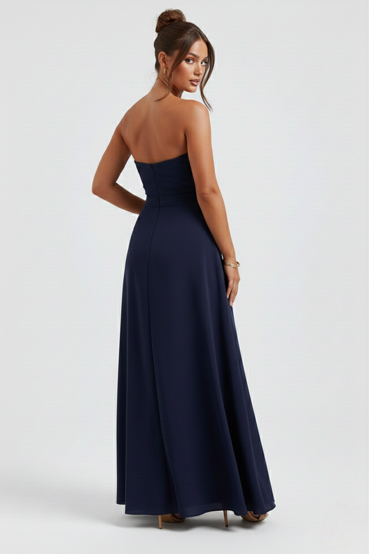 Sarah | Draped Strapless Maxi Dress